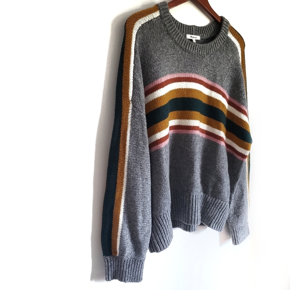 Madewell Striped Rainbow Gray Pullover Sweater XXL - Picture 5 of 15